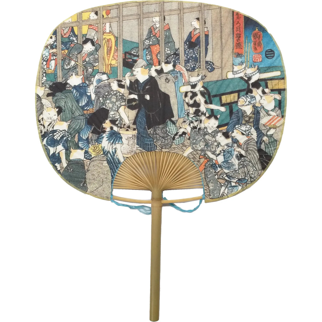 浮世絵一閑張りバッグ　歌川国芳　おぼろ月猫の盛 おぼろ月猫の盛 歌川国芳 一閑張りバッグ かごバッグ