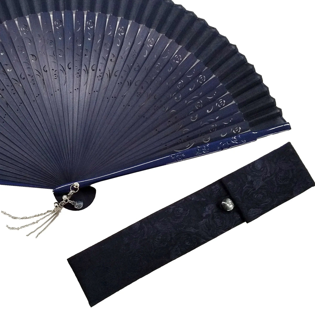 Rose Navyfolding fan&folding fanBag Set