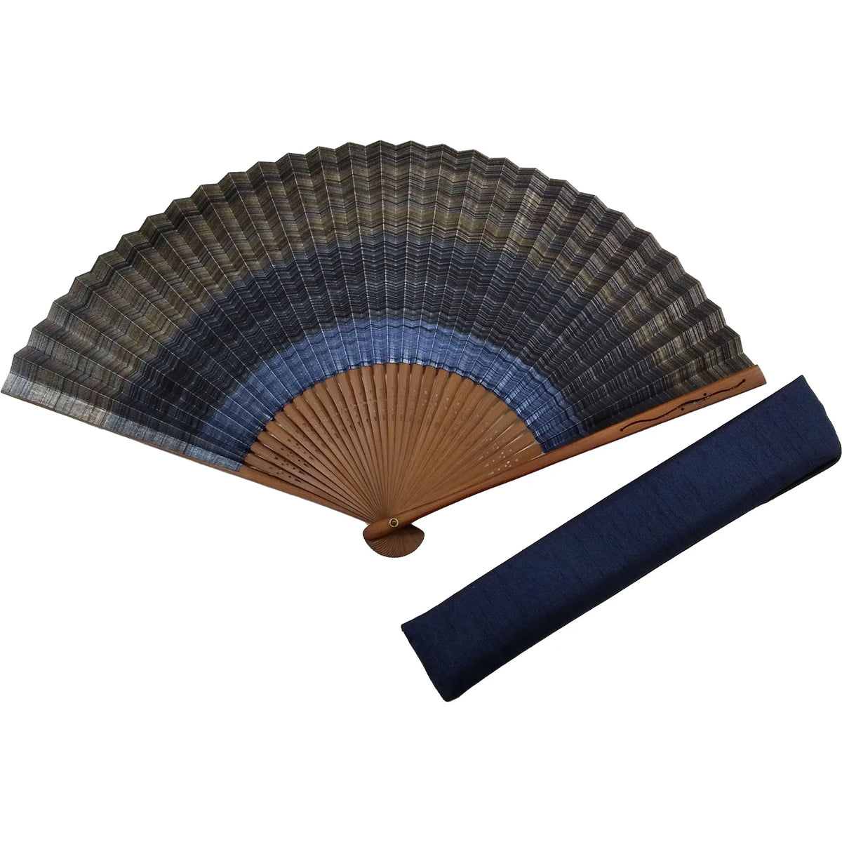 Shikebiki-FächerKasumi, doppelseitig, blau, 7,5" Fächertaschen-Set, in Pappschachtel.