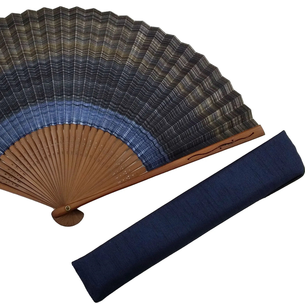 Shikebiki-FächerKasumi, doppelseitig, blau, 7,5" Fächertaschen-Set, in Pappschachtel.
