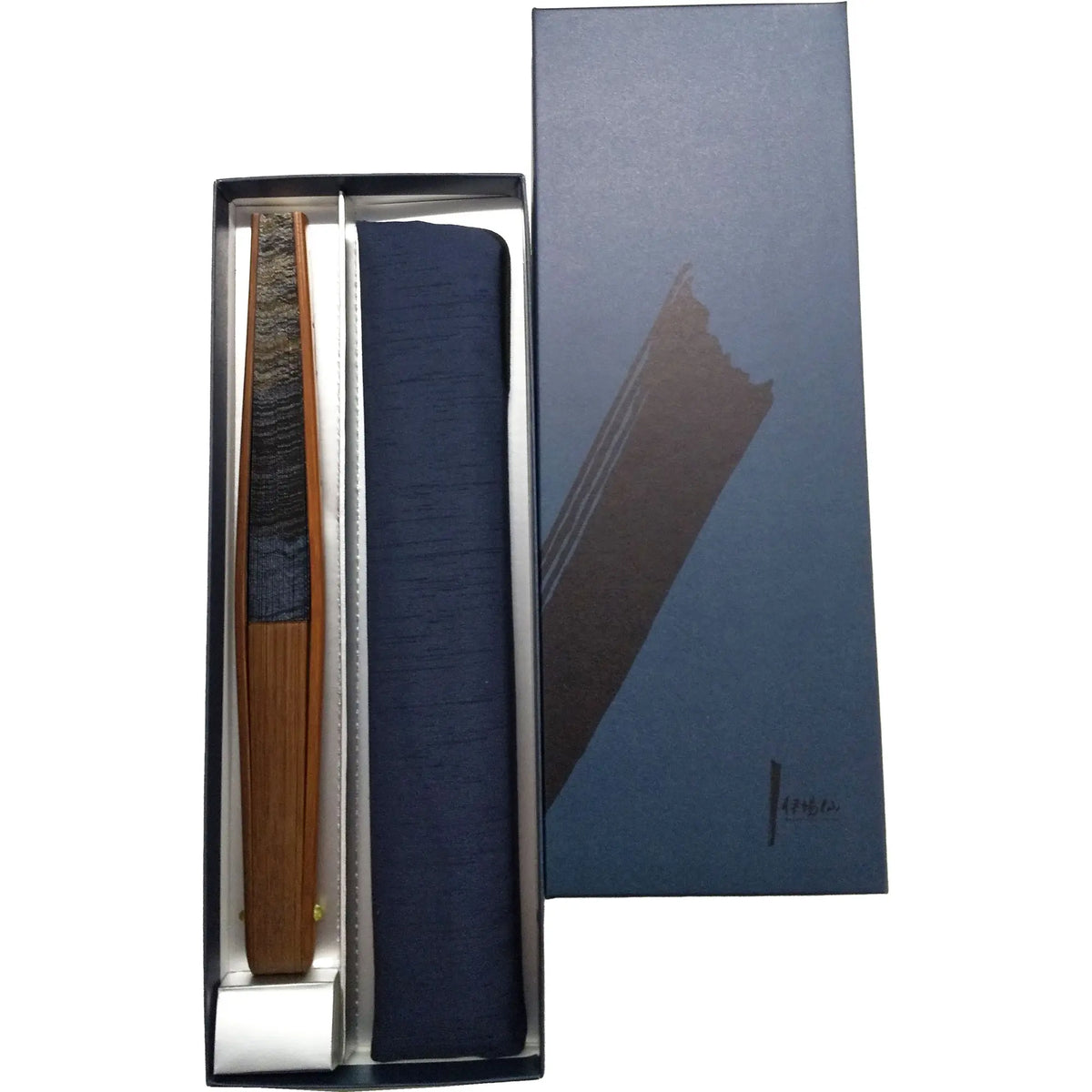 Shikebiki-FächerKasumi, doppelseitig, blau, 7,5" Fächertaschen-Set, in Pappschachtel.