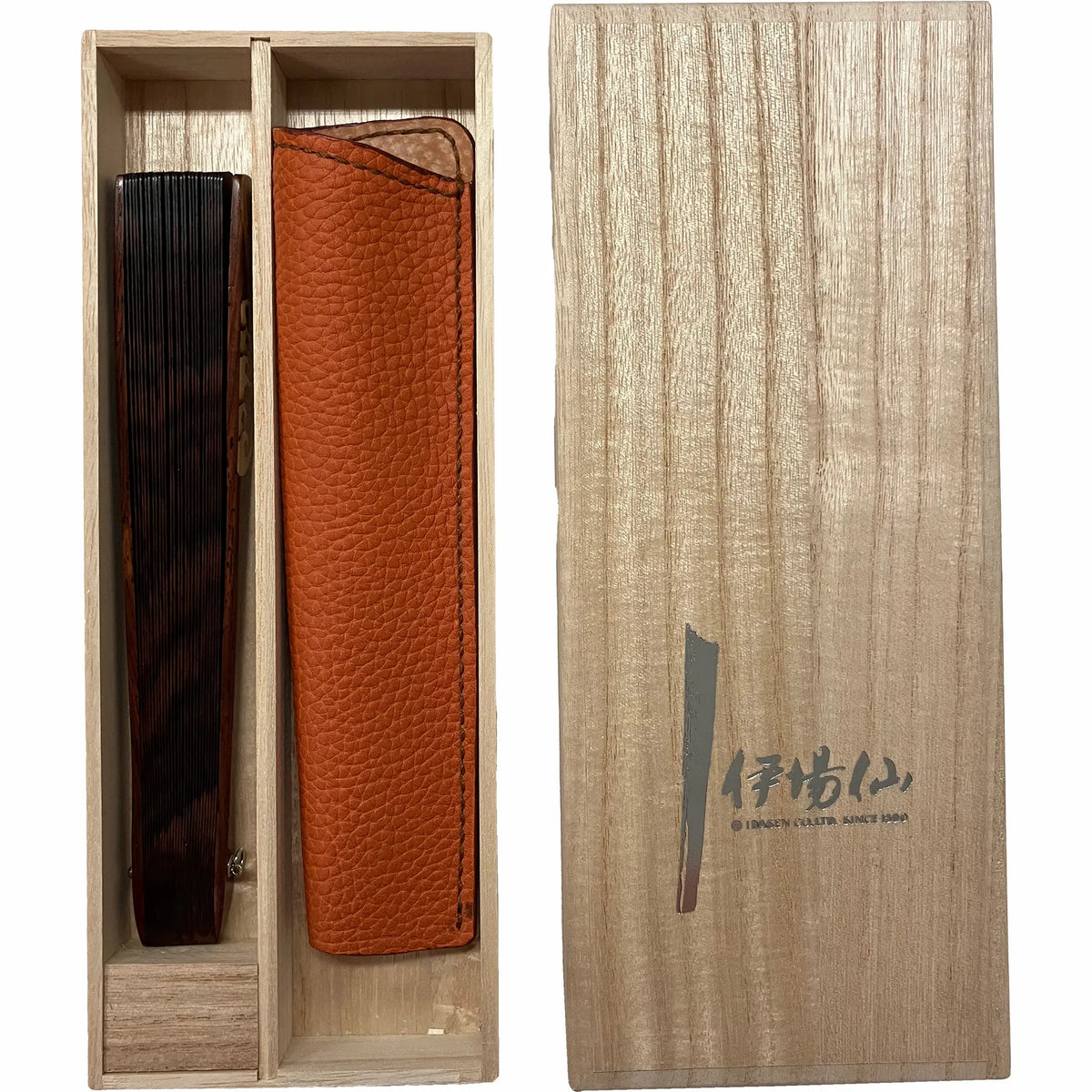 VALEDO (Spain) Firenze wood inlay Namiura leatherfolding fanin leather and paulownia box