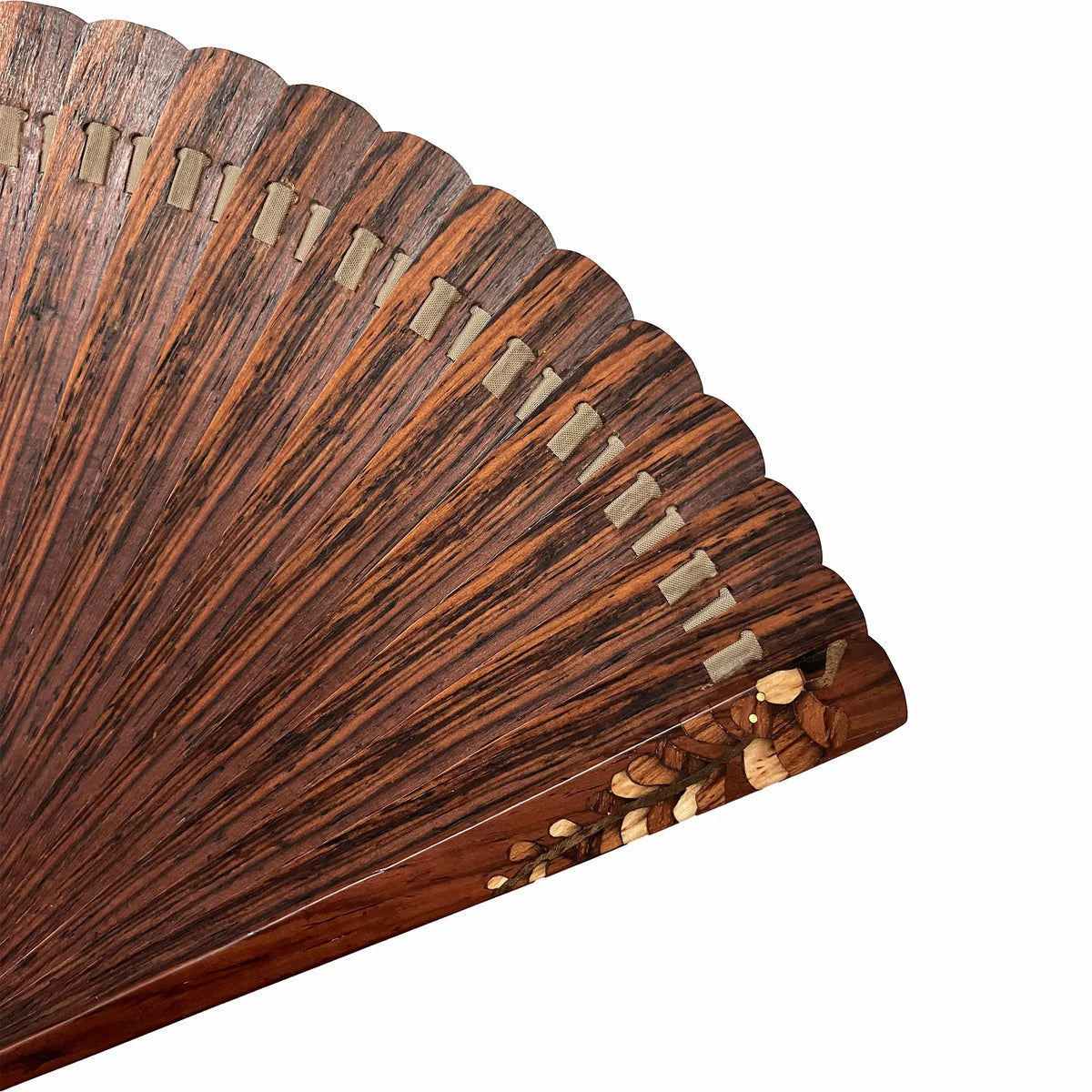 VALEDO, Firenze, Spain, wood inlay workwisteriaLeatherfolding fanin a box made of paulownia wood