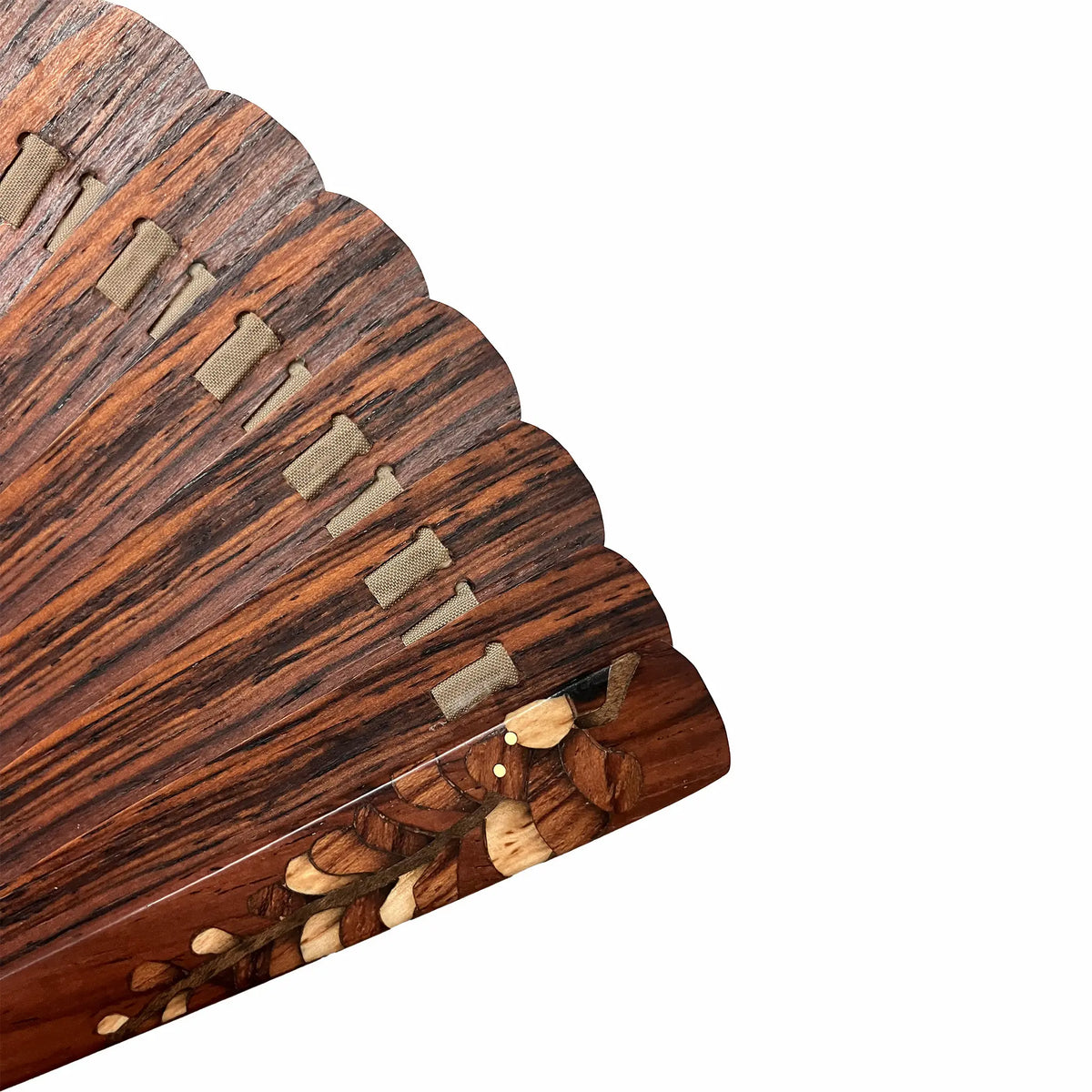 VALEDO, Firenze, Spain, wood inlay workwisteriaLeatherfolding fanin a box made of paulownia wood