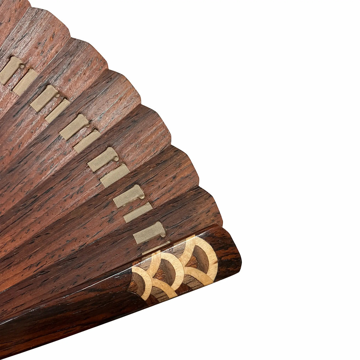 VALEDO, Firenze, Spain, inlaid wood, blue sea wave, leatherfolding fanin leather and paulownia wood box