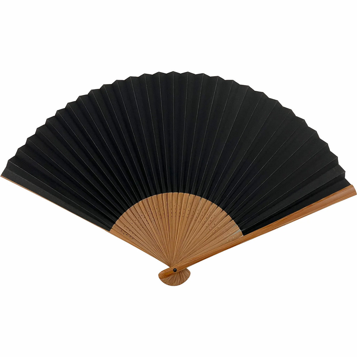 しけ引き扇子 黒 7.5寸 扇子袋セット 桐箱入り