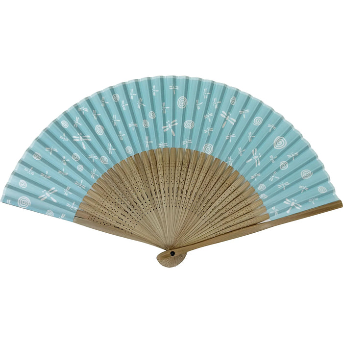 Edo patternfolding fan No.05 Whirling dragonfly, sky blue