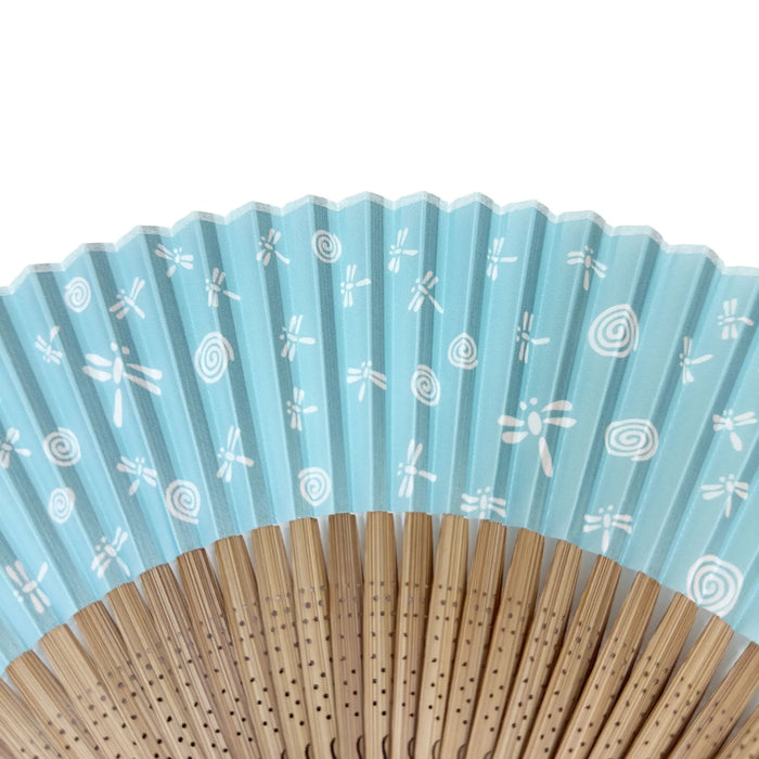 Edo patternfolding fan No.05 Whirling dragonfly, sky blue