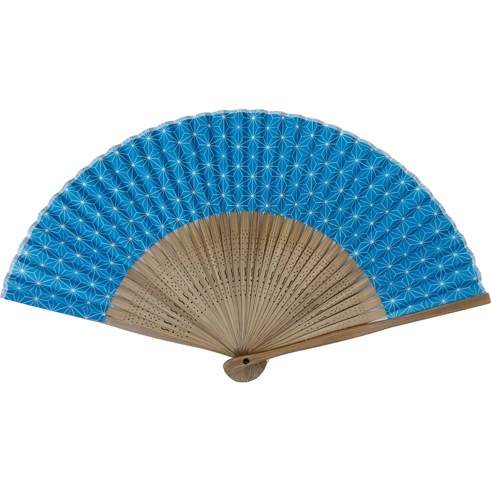 Edo patternfolding fan No.08Asano-ha deisignpale blue-green