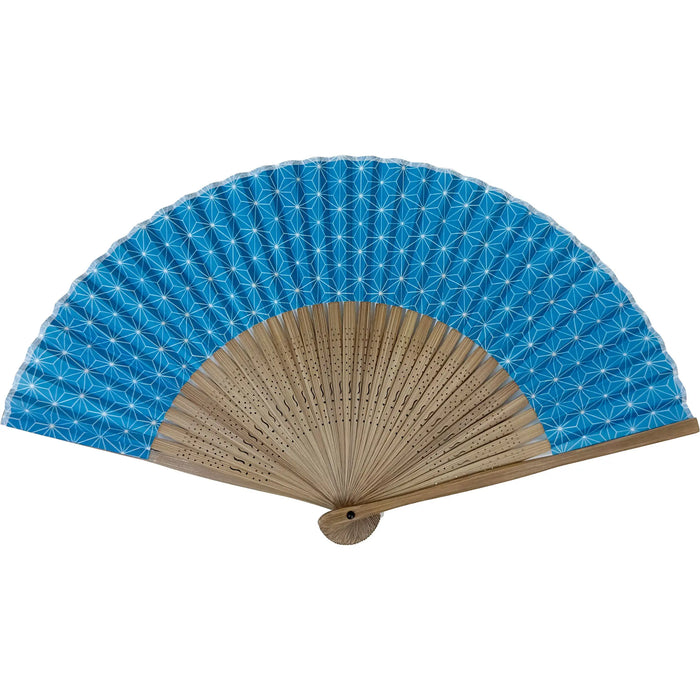 Edo patternfolding fan No.08Asano-ha deisignpale blue-green