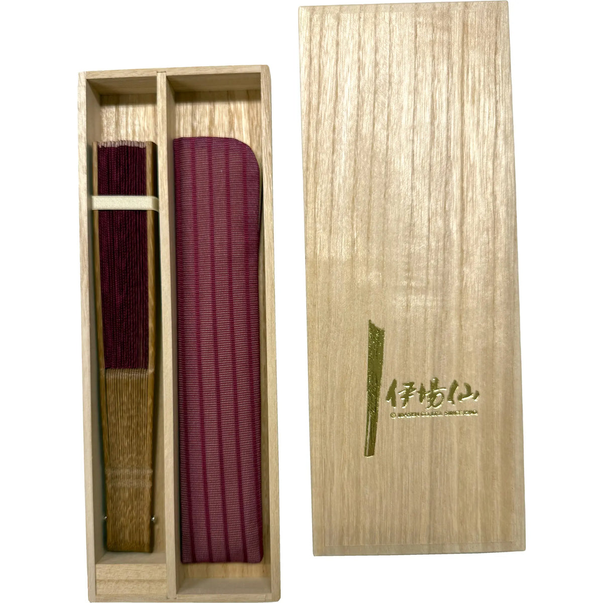 Special selection gauze silkfolding fanSet in paulownia box, grape color