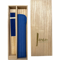 Special selection gauze silkfolding fanSet, in paulownia box, lapis lazuli color