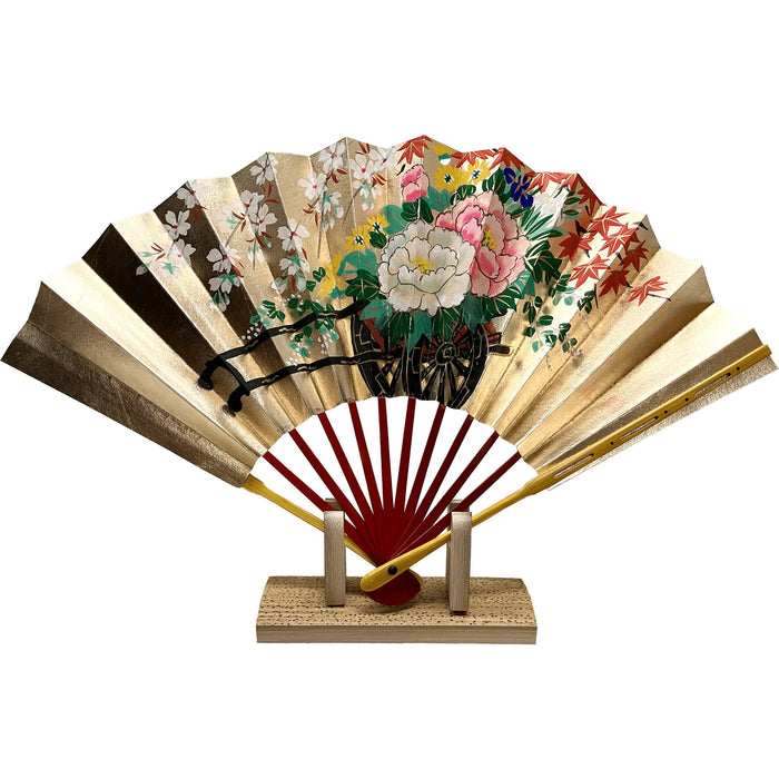 【名入れ専用】春慶塗 飾り扇子 花車 扇子立て 箱つき