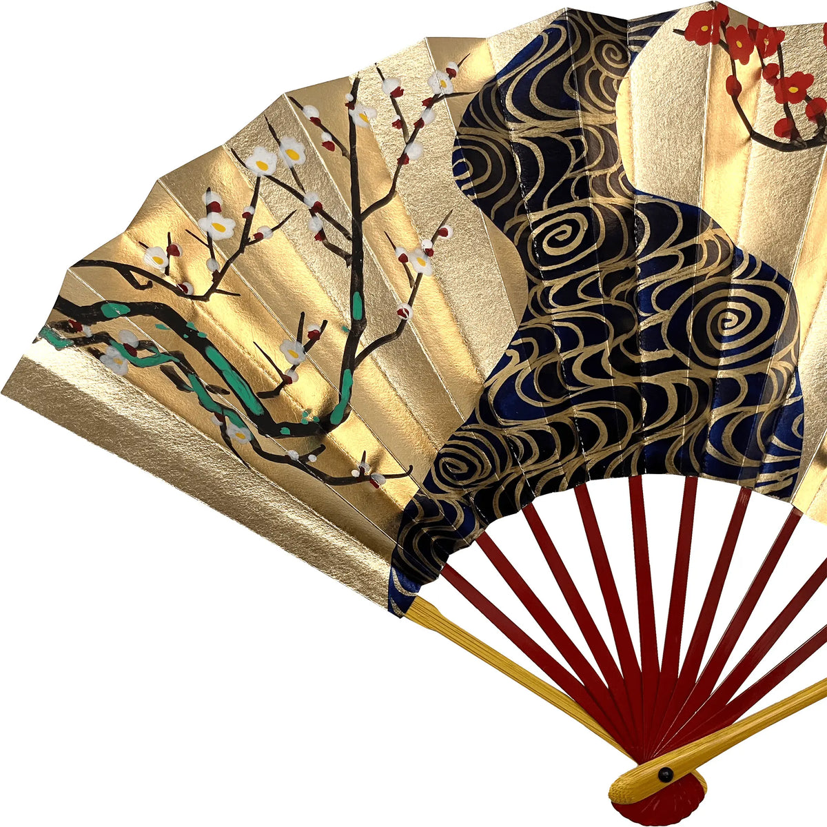 【名入れ専用】春慶塗 飾り扇子 紅白梅 扇子立て 箱つき