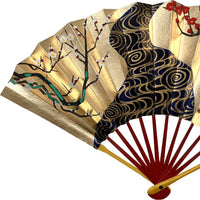 【名入れ専用】春慶塗 飾り扇子 紅白梅 扇子立て 箱つき