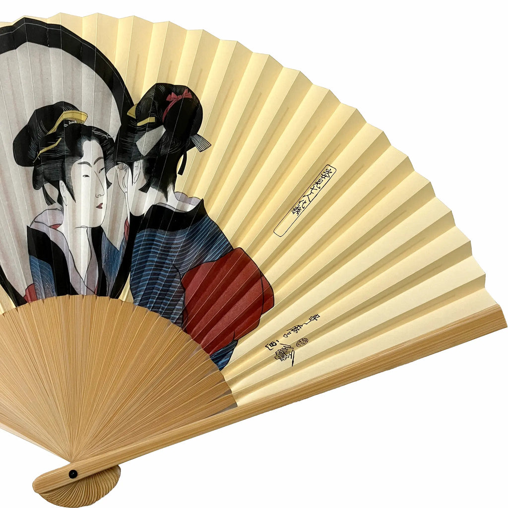 勝川春章　美人図　浮世絵　センス扇子　扇子置き付き　宮脇賣扇庵 直筆画　名あり 勝川春章 美人図 浮世絵 センス扇子 扇子置き付き 宮脇賣扇庵