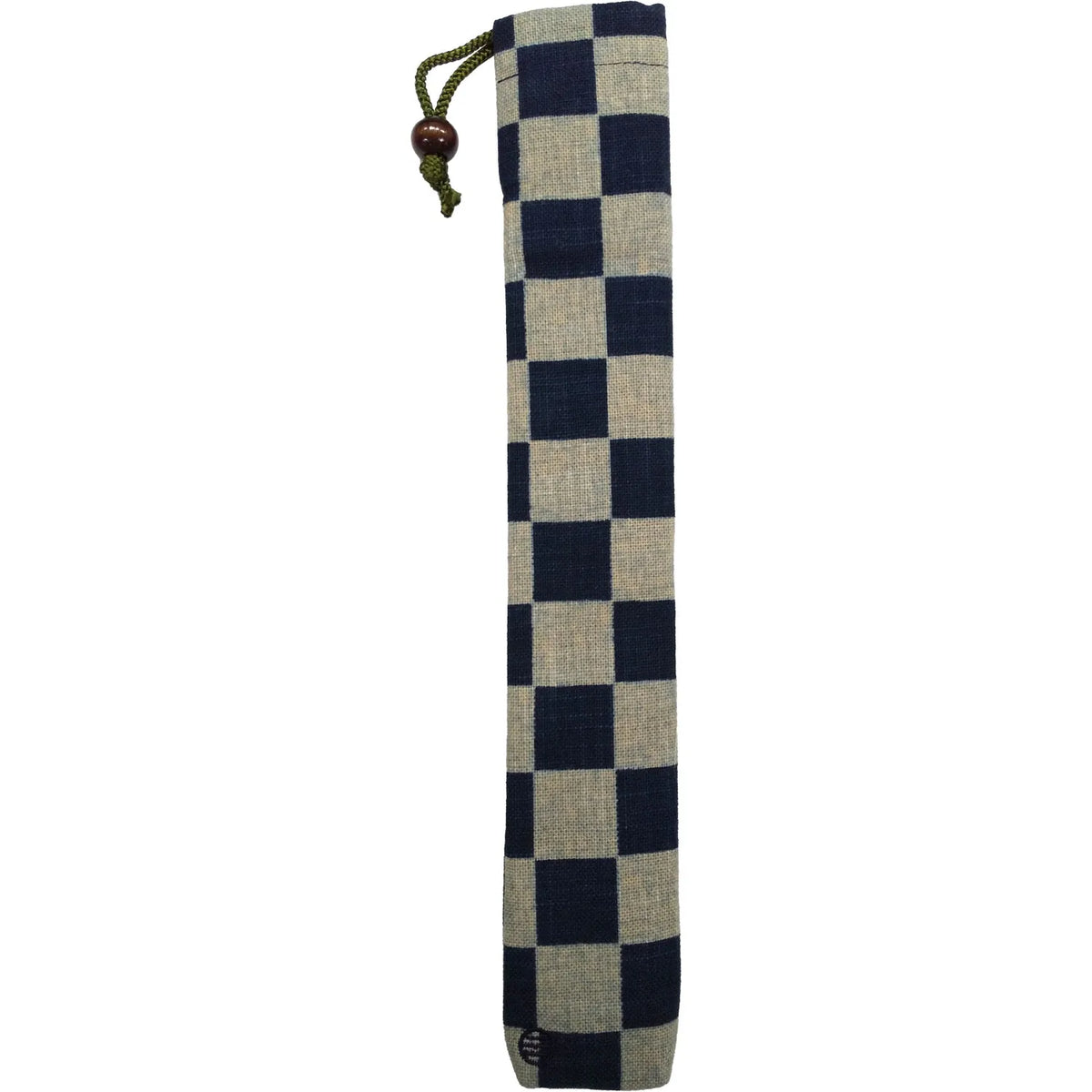 Ibasen folding fanPouch with string, checkered, for 8.5", navy blue check