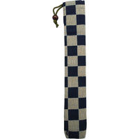 Ibasen folding fanPouch with string, checkered, for 8.5", navy blue check