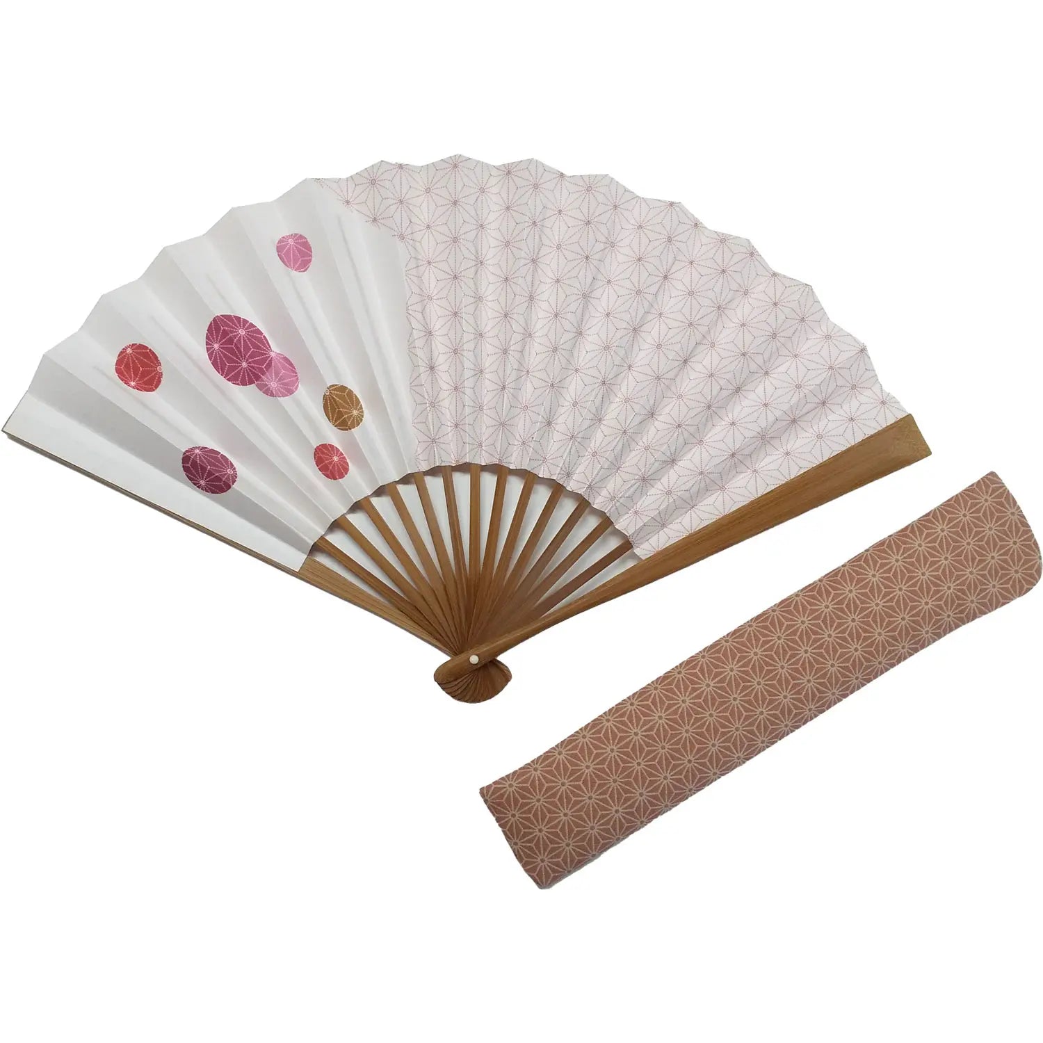 【名入れ専用】江戸扇子セット No.30 麻の葉 毬 淡紅色 紙箱入り