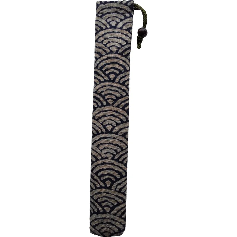 Ibasen folding fanBag with string, for 8.5" blue sea wave