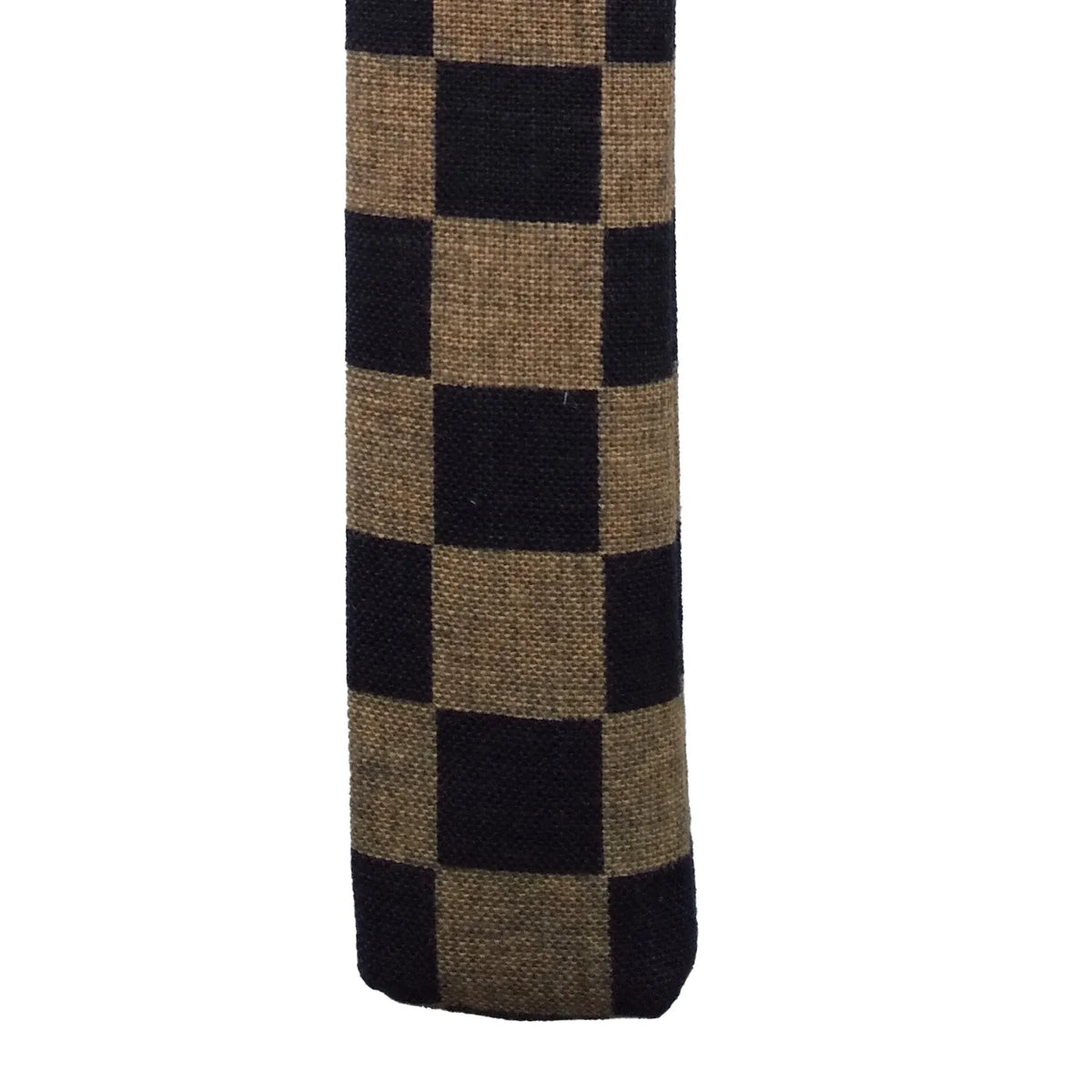 Ibasen folding fanPouch with string, checkered, for 8.5", black check
