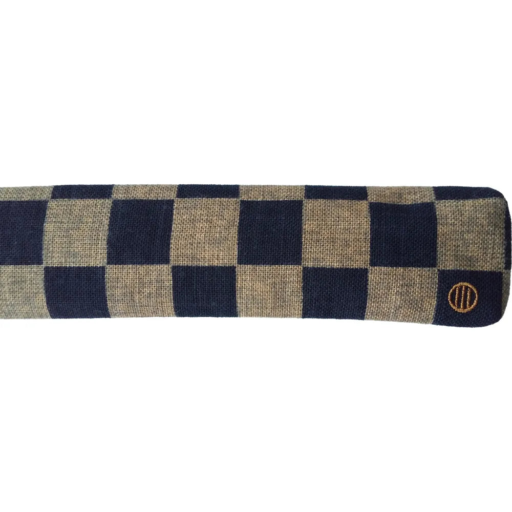 Ibasen folding fanPouch with string, checkered, for 8.5", black check