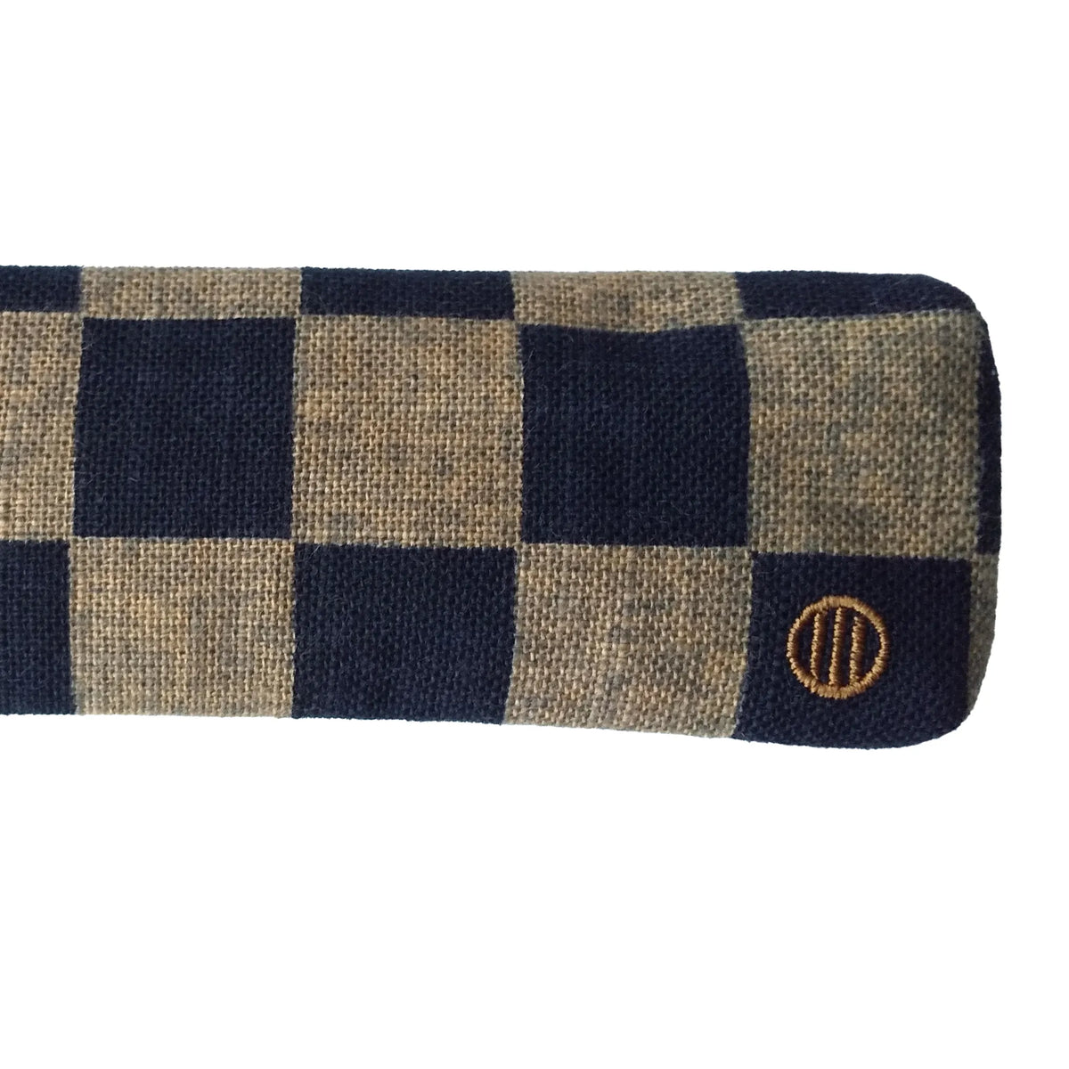 Ibasen folding fanPouch with string, checkered, for 8.5", black check