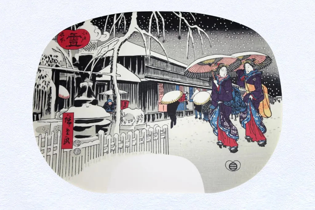 伊場仙版団扇絵 No.17 広重 江戸名所 雪