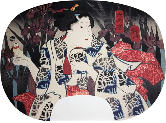 Ibaseneditionround fanNo.15 Kuniyoshi, Iris with six flowers
