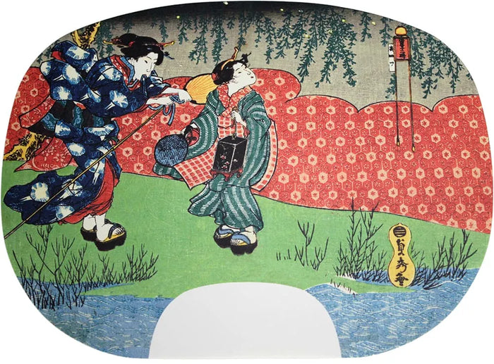 IbasenPeinture pour éventail imprimée n° 20 Sadahide, chasse aux lucioles.