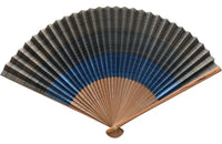 Eventail ShikebikiFaible, double face, bleu, 7,5".