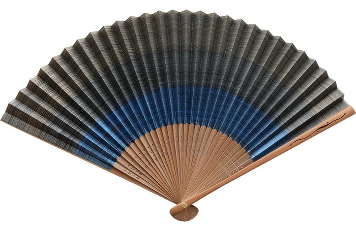 しけびき扇子 かすみ 両面 青 7.5寸