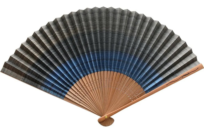 しけびき扇子 かすみ 両面 青 7.5寸