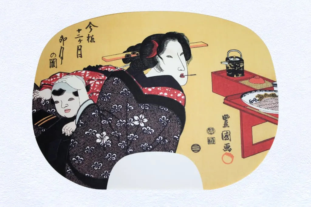 Ibaseneditionround fanIllustration: Toyokuni Utagawa I, No.4 Ugetsu (April in the lunar calendar)