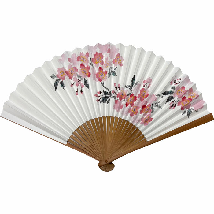2026 Cherry blossom pattern folding fan (white)