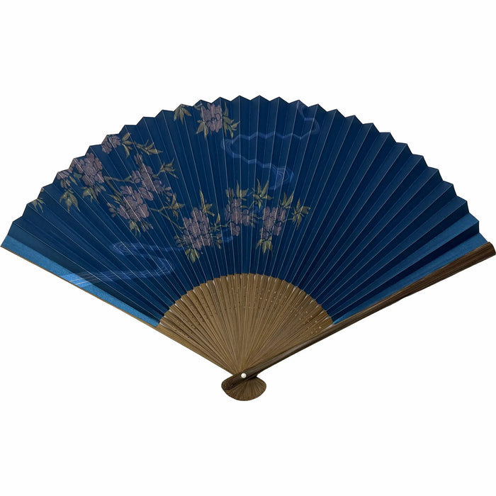 2026 Cherry blossom pattern folding fan (navy blue)