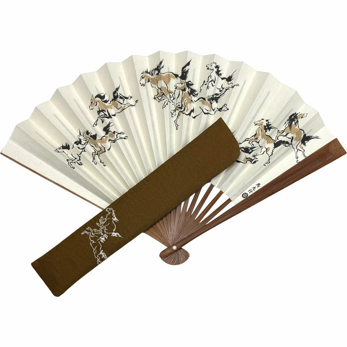 江戸扇子セット　馬九行く（うまくいく） No.15