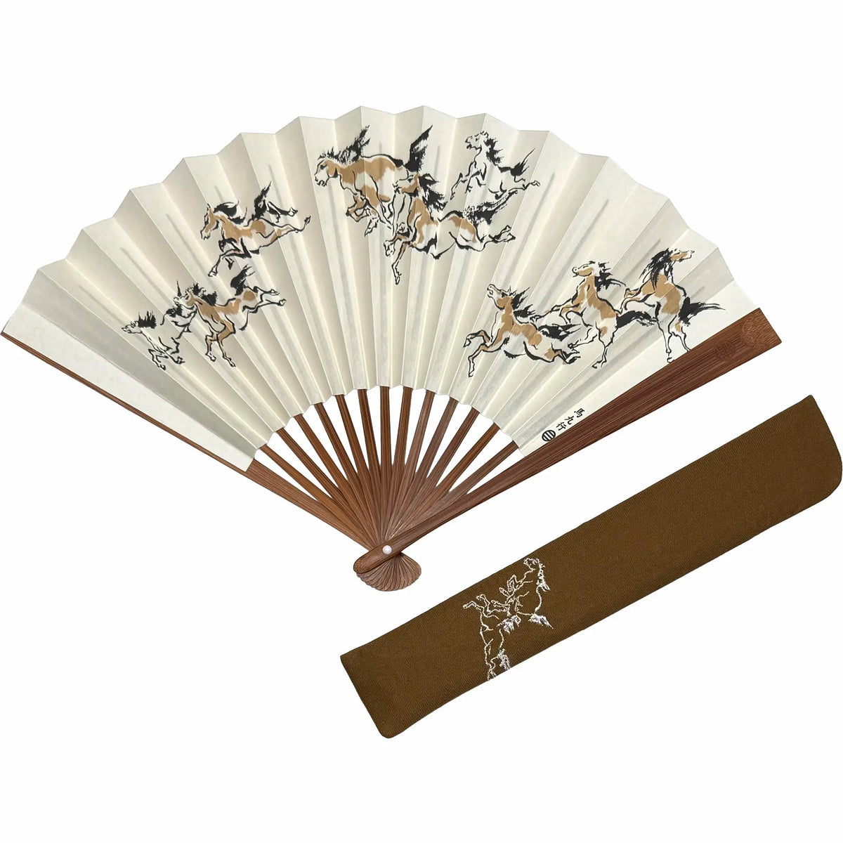 【名入れ専用】江戸扇子セット　馬九行く（うまくいく） No.15