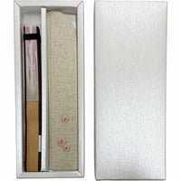 IbasenOriginal cherry blossom folding fan set (in folding fan bag and paper box) (white)