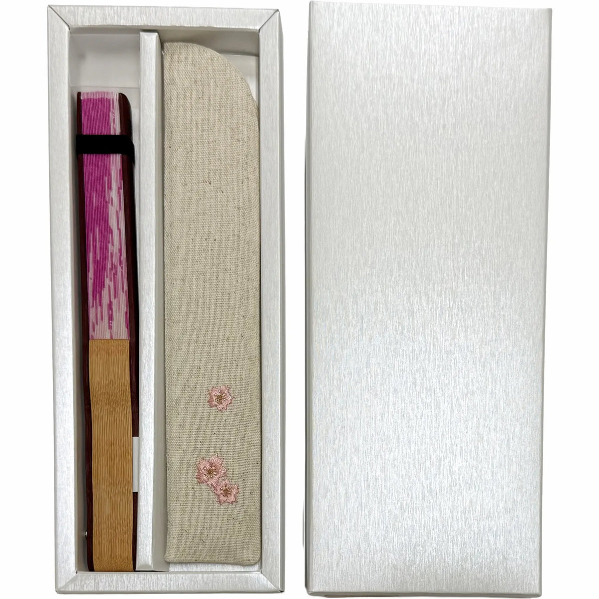 IbasenOriginal Kirschblütenfächer-Set mit Fächertasche und Pappschachtel (rosa).