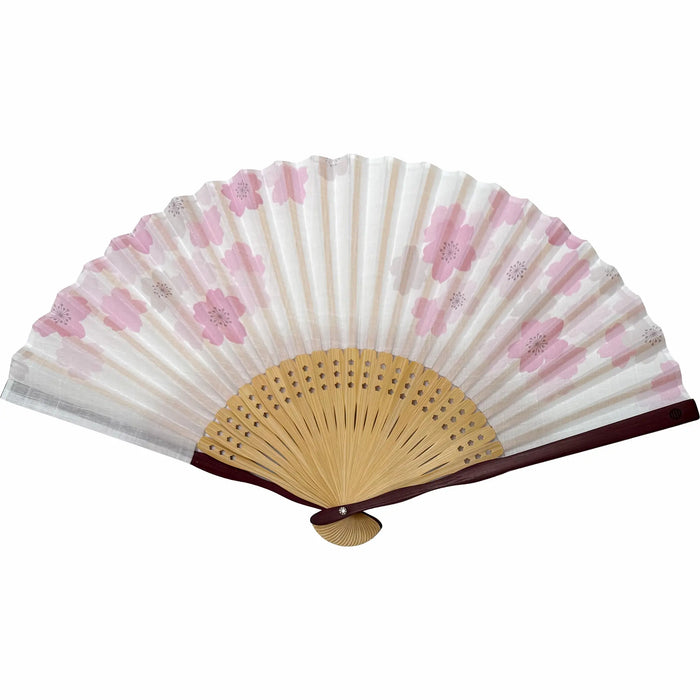 IbasenOriginal cherry blossom folding fan set (in folding fan bag and paper box) (white)