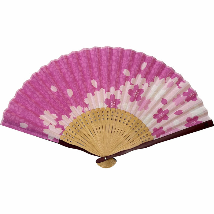 IbasenOriginal cherry blossom folding fan set (pink) (in folding fan bag and paper box)