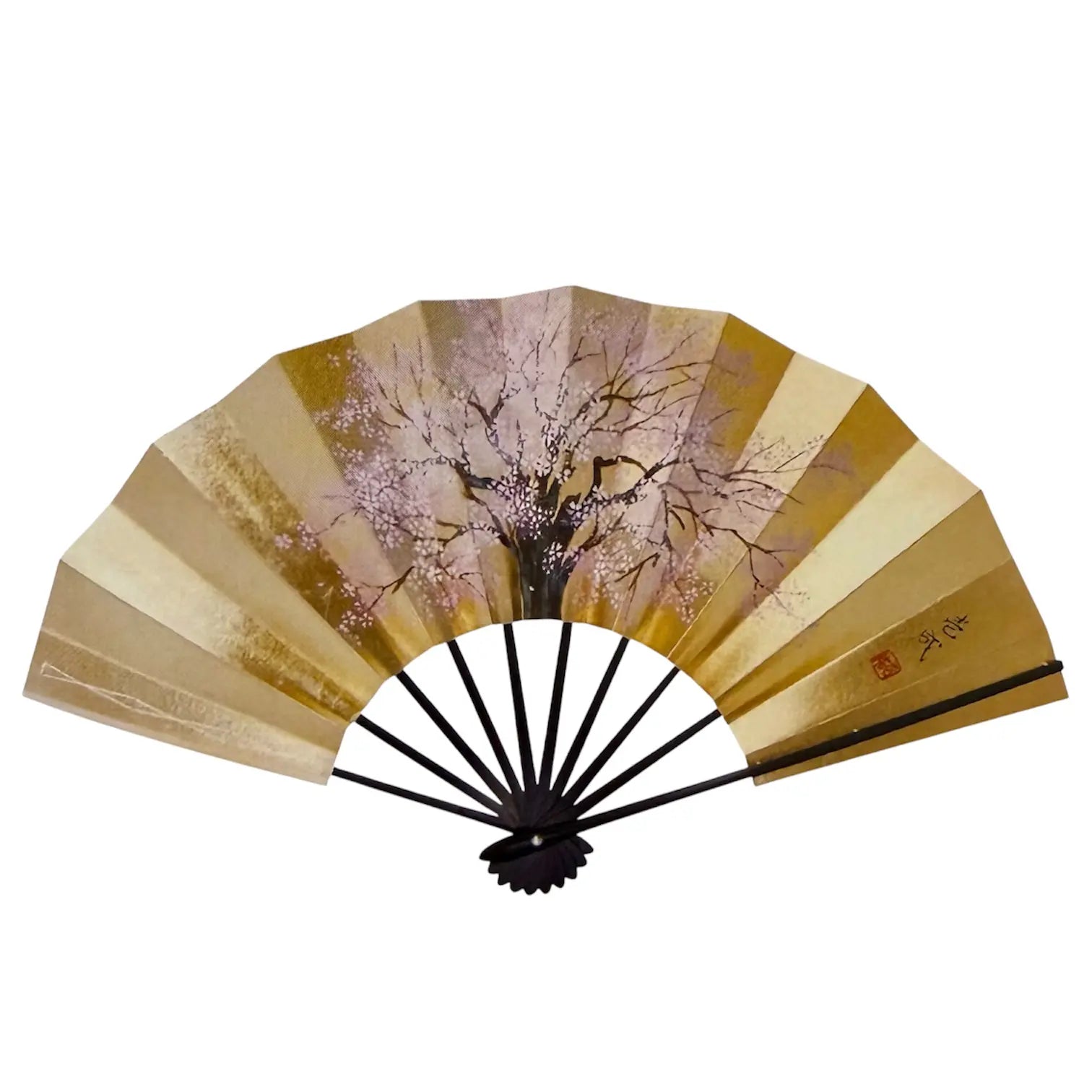 8-B 手押金銀両面箔　飾り扇子　桜/鉄線
