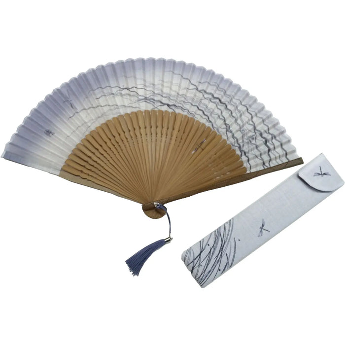 Set of folding fan and fan bag, summer haze, light purple
