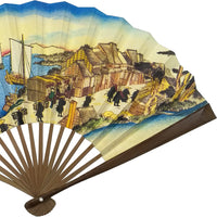 Edo folding fan No.32 Ukiyoe, 53 Stages of the Tokaido Highway, Shinagawa, Hinode