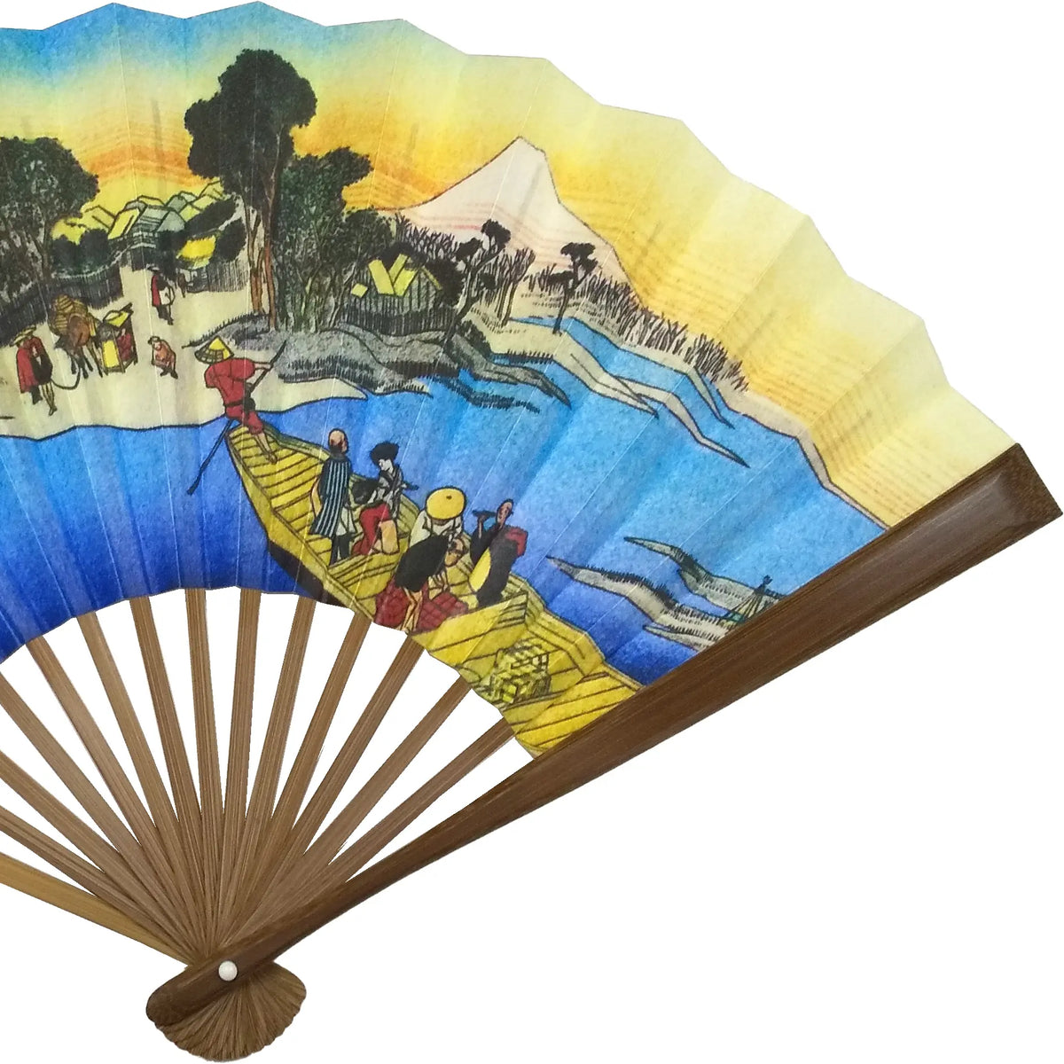 Edo fan No.33 Ukiyoe : Fifty-three Stages of the Tokaido Highway, Kawasaki, Rokugo Watership.