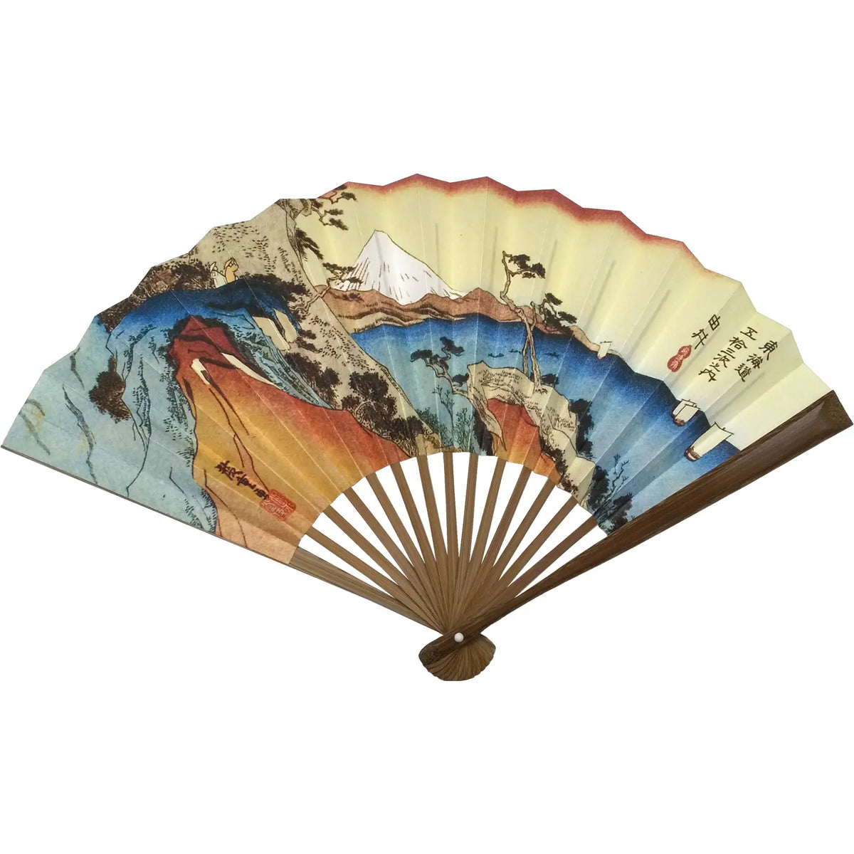 Edo-Fan Nr. 5 Ukiyoe, Dreiundfünfzig Etappen des Tokaido Highway, Yui, Sattaragamine