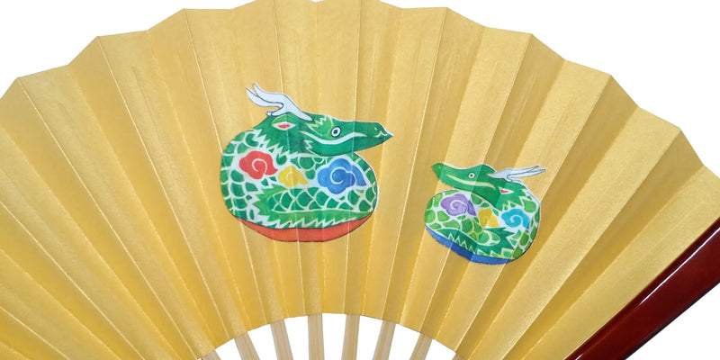 2024年 辰年 年賀扇子 土鈴 辰の親子 茶扇