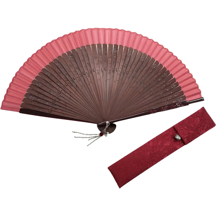 Rose Crimson Fan & Fan Bag Set