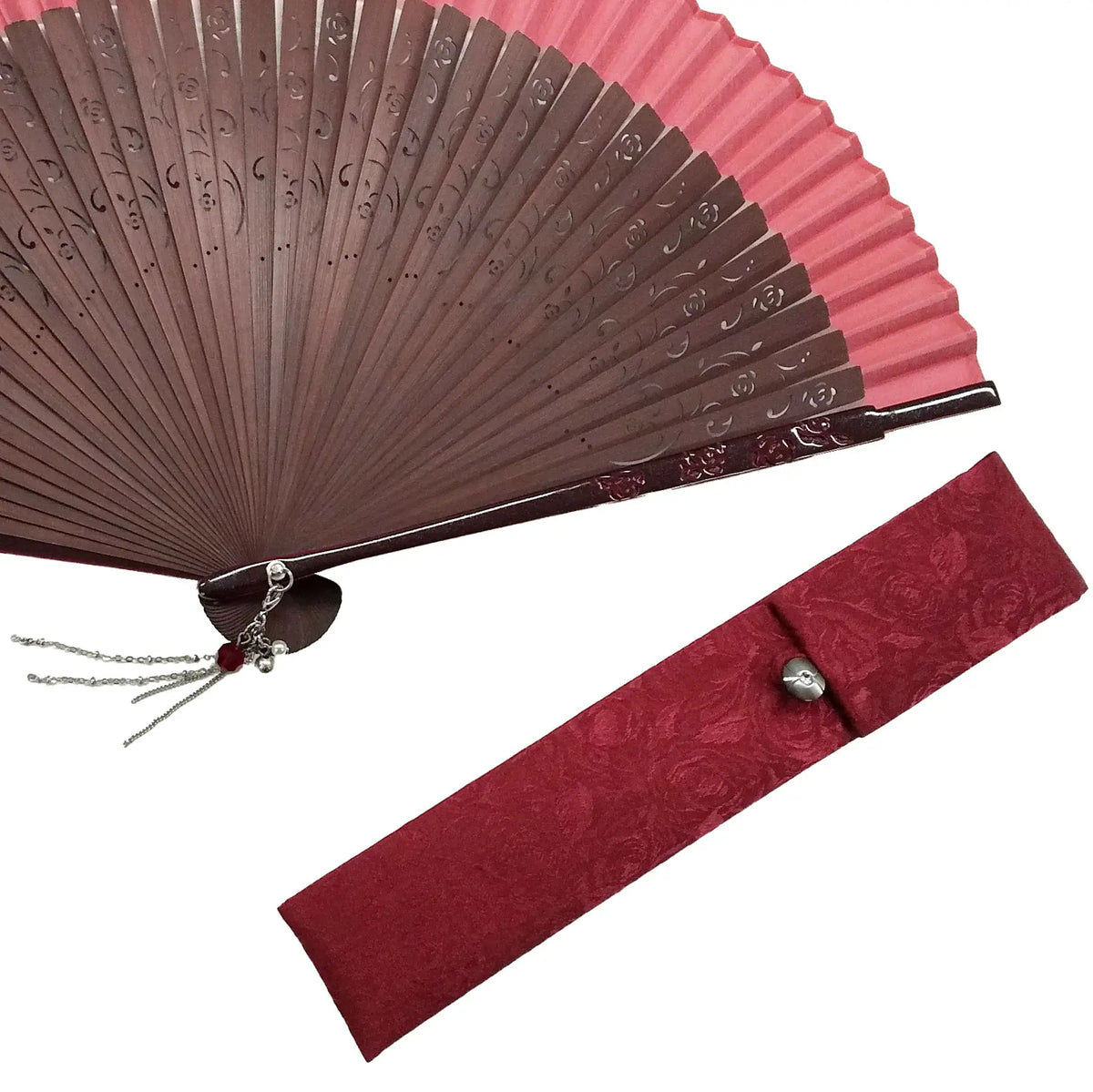 [Ideal für den Muttertag] Rose Crimson Fan & Fan Bag Set